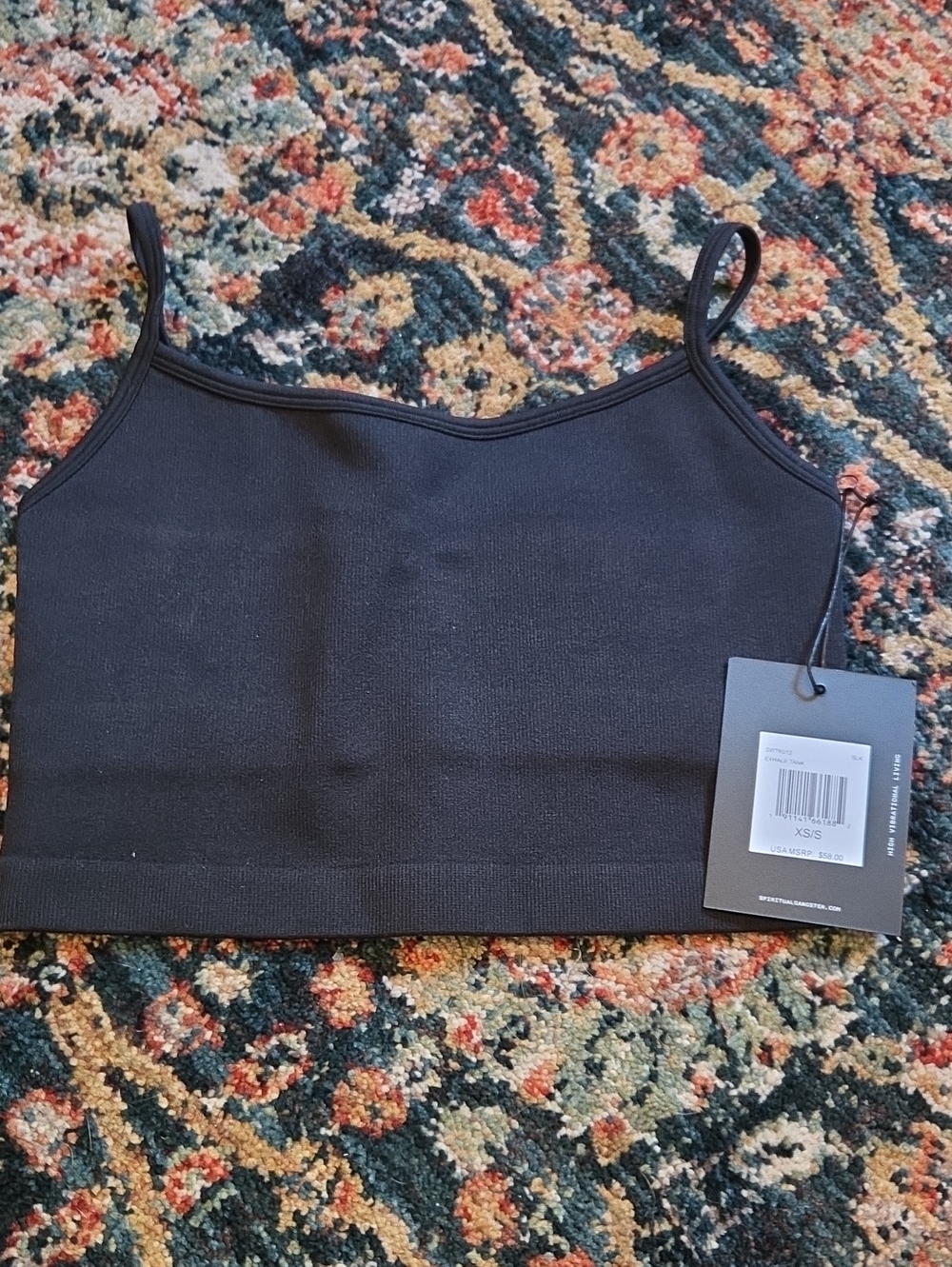 Spiritual Gangster Black Ribbed Cropped Camisole